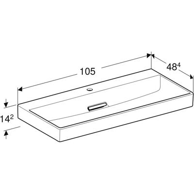 Geberit Weiß Waschtisch 105x48cm - Horizontaler Ablauf - KeraTect Geberit Weiß Waschtisch 105x48cm - Horizontaler Ablauf - KeraTect