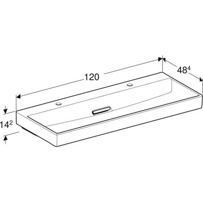 Lavoar Geberit Alb Orizontal 120x48cm cu 2 găuri pentru robinet - Fără supraplin Lavoar Geberit Alb Orizontal 120x48cm cu 2 găuri pentru robinet - Fără supraplin