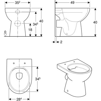 Inodoro Geberit Renova Nr.1 - Sin borde, profundo, blanco - Baño Inodoro Geberit Renova Nr.1 - Sin borde, profundo, blanco - Baño