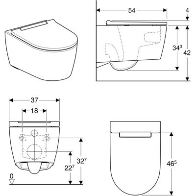 Geberit Wand-WC - TurboFlush - Soft Close - 41-45cm - Weiß Geberit Wand-WC - TurboFlush - Soft Close - 41-45cm - Weiß