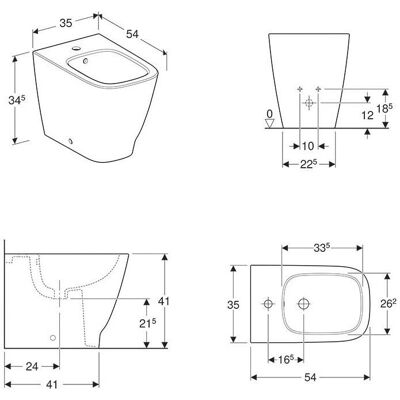 Bidet Patrat de Geberit - Pe Perete - Bidet Bidet Patrat de Geberit - Pe Perete - Bidet
