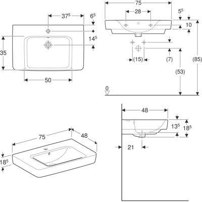 Lavabo Renova Plan de Geberit con Estante - Lavabo Lavabo Renova Plan de Geberit con Estante - Lavabo