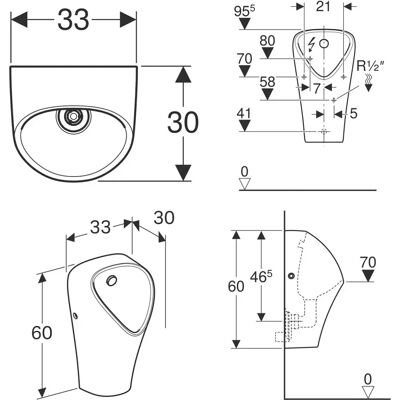 Geberit Urinal Narva - Wandhängend, Rimlos, Weiß - Urinal Geberit Urinal Narva - Wandhängend, Rimlos, Weiß - Urinal