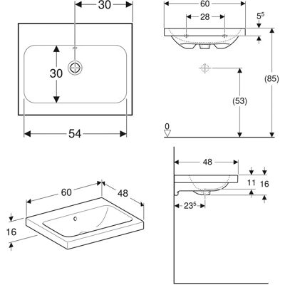 Geberit iCon Light 60x48cm Waschbecken - Weiß - Ohne Hahnloch Geberit iCon Light 60x48cm Waschbecken - Weiß - Ohne Hahnloch