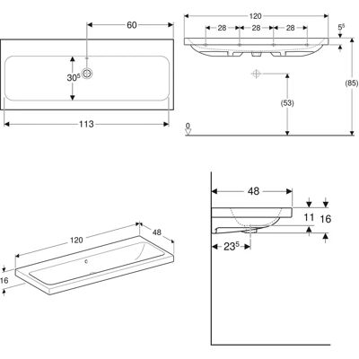 Geberit iCon Light 120x48cm Waschtisch - Modernes Keramikbecken Geberit iCon Light 120x48cm Waschtisch - Modernes Keramikbecken