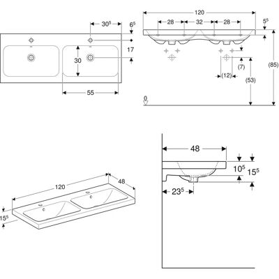 Dublu lavoar Geberit iCon Light 120x48cm - Lavoar Dublu lavoar Geberit iCon Light 120x48cm - Lavoar