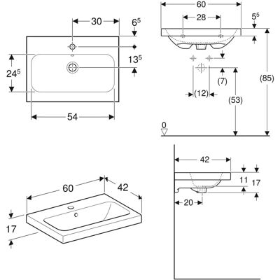 Geberit Weiß iCon Light Waschbecken - Badezimmerwaschbecken 60cm Geberit Weiß iCon Light Waschbecken - Badezimmerwaschbecken 60cm