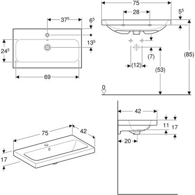 Geberit Weiß iCon Light Kurze Projektion Waschtisch - Waschtisch Geberit Weiß iCon Light Kurze Projektion Waschtisch - Waschtisch