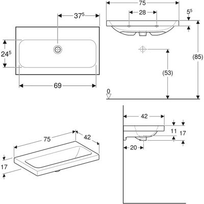 Geberit Weiß iCon Light Waschtisch - Kleines Modernes Keramik Waschbecken Geberit Weiß iCon Light Waschtisch - Kleines Modernes Keramik Waschbecken