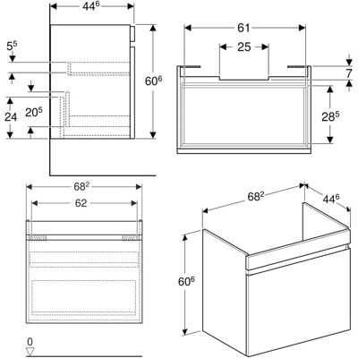 Gabinete de lavabo empotrado en la pared Geberit Renova Plan - 68x60x45cm Gabinete de lavabo empotrado en la pared Geberit Renova Plan - 68x60x45cm