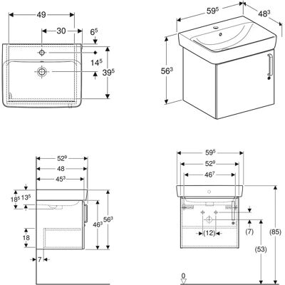 Geberit Bambini Waschbecken mit Unterschrank - Weiß - Wandmontiertes Set Geberit Bambini Waschbecken mit Unterschrank - Weiß - Wandmontiertes Set
