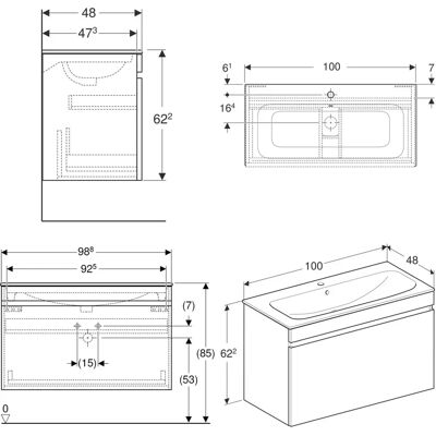 Set de baño Keramag Geberit Renova Plan con lavabo y mueble - Blanco / Lava - Conjunto de muebles de baño Set de baño Keramag Geberit Renova Plan con lavabo y mueble - Blanco / Lava - Conjunto de muebles de baño