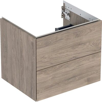 Geberit Nussbaum Hickory Wandhängender Waschtischunterschrank - 2 Schubladen Geberit Nussbaum Hickory Wandhängender Waschtischunterschrank - 2 Schubladen