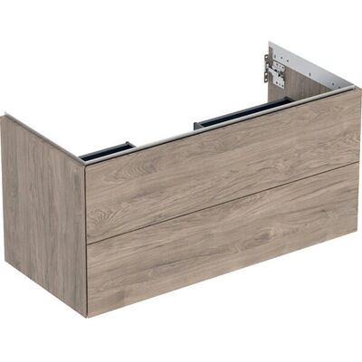 Geberit Nussbaum Hickory Wandhängender Waschtischunterschrank - 2 Schubladen Geberit Nussbaum Hickory Wandhängender Waschtischunterschrank - 2 Schubladen