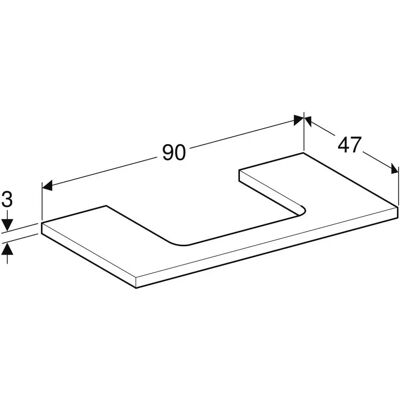 Geberit Modell 505.283.00 - Waschtischplatte mit Ausschnitt - 90x3x47cm Geberit Modell 505.283.00 - Waschtischplatte mit Ausschnitt - 90x3x47cm