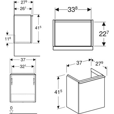 Geberit Wandmontierter Badezimmerunterschrank - Weiß, Soft-Close, 37x41,5x27,9 cm Geberit Wandmontierter Badezimmerunterschrank - Weiß, Soft-Close, 37x41,5x27,9 cm
