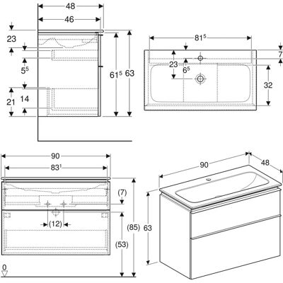Geberit iCon Badezimmer-Set mit 2 Schubladen - Wandhängend Weiß Geberit iCon Badezimmer-Set mit 2 Schubladen - Wandhängend Weiß