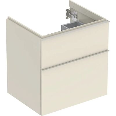 Geberit Sandgrau Waschtischunterschrank - Wandhängend, Zwei Schubladen, Mit Selbsteinzug, 59x62x48 cm Geberit Sandgrau Waschtischunterschrank - Wandhängend, Zwei Schubladen, Mit Selbsteinzug, 59x62x48 cm