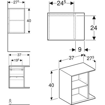 Element lateral Geberit iCon - Rezistent la umiditate, Raft ajustabil Element lateral Geberit iCon - Rezistent la umiditate, Raft ajustabil