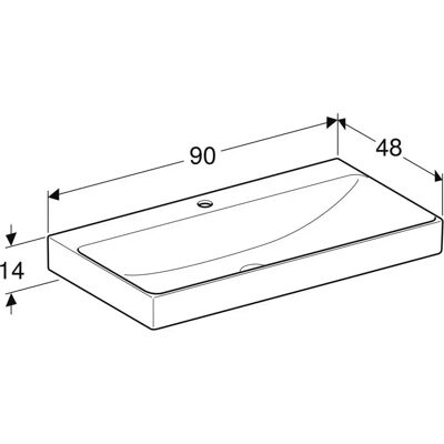 Geberit Weiß Wandwaschtisch - 90x14x48cm, Vertikaler Abfluss Geberit Weiß Wandwaschtisch - 90x14x48cm, Vertikaler Abfluss
