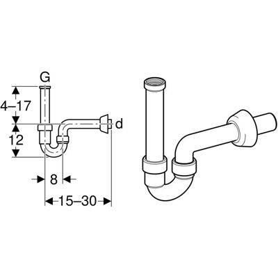Geberit Blanc Siphon réglable pour lavabo - Raccord d'évacuation - Publicité Geberit Blanc Siphon réglable pour lavabo - Raccord d'évacuation - Publicité