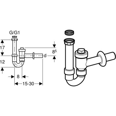 Geberit Rohrbogengeruchsverschluss - Rückflussverhinderung - G 1/2" - Weiß Geberit Rohrbogengeruchsverschluss - Rückflussverhinderung - G 1/2" - Weiß