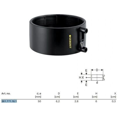 Geberit Modell 361.771.16.1 - Elektro-Schweißmuffe DN 50 PE Geberit Modell 361.771.16.1 - Elektro-Schweißmuffe DN 50 PE