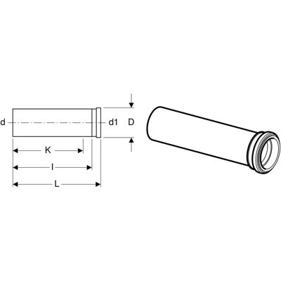 Geberit Spülrohrverlängerung - 30cm - WC-Installationsrohr Geberit Spülrohrverlängerung - 30cm - WC-Installationsrohr