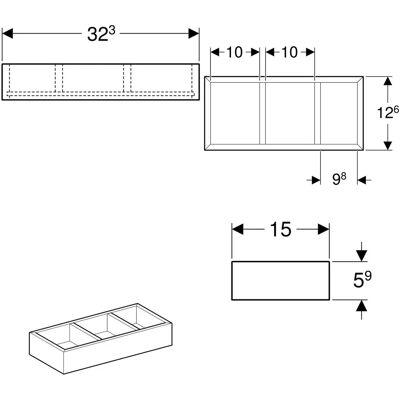 Compartiment de rangement Geberit - Forme H - 32,3cm - Gris - Publicité Compartiment de rangement Geberit - Forme H - 32,3cm - Gris - Publicité