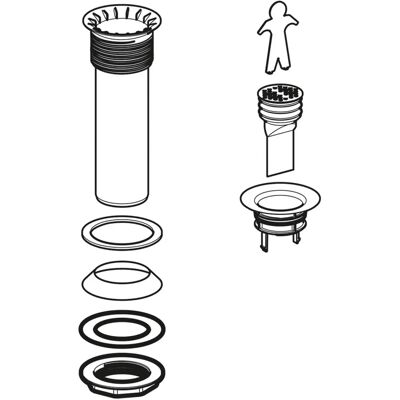Ensemble d'écoulement Geberit pour urinoirs sans eau - Modèle 500673001 - Publicité Ensemble d'écoulement Geberit pour urinoirs sans eau - Modèle 500673001 - Publicité