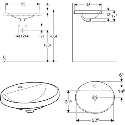 Keramag Weiß Oval Waschbecken - VariForm Keramag Weiß Oval Waschbecken - VariForm