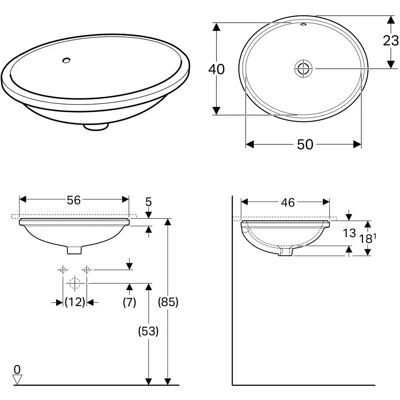 Keramag - Oval Wandwaschbecken - 560x460mm - Weiß - KeraTect Keramag - Oval Wandwaschbecken - 560x460mm - Weiß - KeraTect