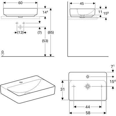 Keramag Modelo 500.781.00.2 Lavabo rectangular - Lavabo de baño Keramag Modelo 500.781.00.2 Lavabo rectangular - Lavabo de baño