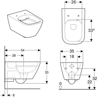 Keramag Modell 500.208.01.8 Weiß Wand-WC - Toilette Keramag Modell 500.208.01.8 Weiß Wand-WC - Toilette