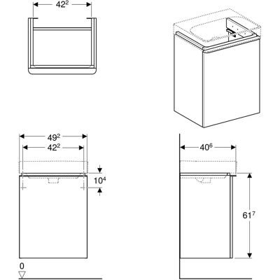Geberit Lava Wandmontiertes Badezimmermöbel - Wandmontiertes Badezimmer mit 1 Tür - 492x617x406mm Geberit Lava Wandmontiertes Badezimmermöbel - Wandmontiertes Badezimmer mit 1 Tür - 492x617x406mm