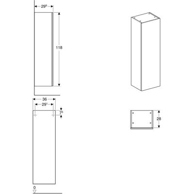 Geberit - Vierkante muurkast van gemiddelde hoogte met deur - Lava / Mat gelakt Geberit - Vierkante muurkast van gemiddelde hoogte met deur - Lava / Mat gelakt
