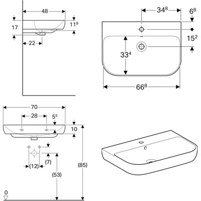 Lavoar Geberit Smyle - 70x48cm, Alb, Cu Robinet și Supraîncărcare Lavoar Geberit Smyle - 70x48cm, Alb, Cu Robinet și Supraîncărcare