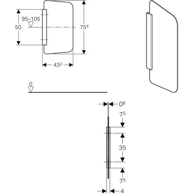 Geberit Urinaltrennwand - Glas rechteckig weiß 115211TD1 Geberit Urinaltrennwand - Glas rechteckig weiß 115211TD1