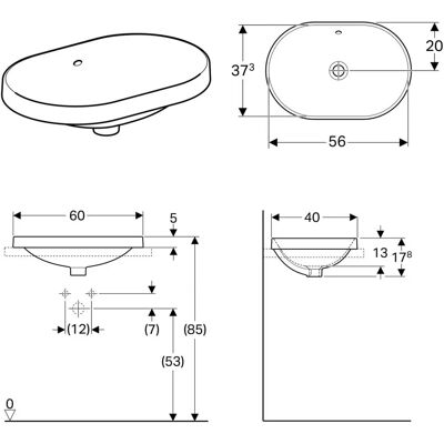 Keramag Wit Elliptisch Inbouw Wastafel - Wastafel Keramag Wit Elliptisch Inbouw Wastafel - Wastafel