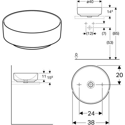 Geberit VariForm Rund Waschbecken in Weiß - Waschbecken Geberit VariForm Rund Waschbecken in Weiß - Waschbecken