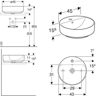 Geberit VariForm okrągła umywalka na blat - Lavabo Geberit VariForm okrągła umywalka na blat - Lavabo