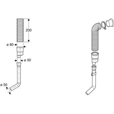 Geberit Geruchsabsaugungsset - Sigma Unterputzspülkasten - Flexibler Aluminium-Schlauch Geberit Geruchsabsaugungsset - Sigma Unterputzspülkasten - Flexibler Aluminium-Schlauch