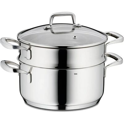 KELA Stainless Steel Saucer with Steamer - 2.4L, 20cm KELA Stainless Steel Saucer with Steamer - 2.4L, 20cm