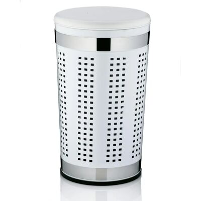 Cesta de ropa y taburete Sevilla - Blanco mate Cesta de ropa y taburete Sevilla - Blanco mate