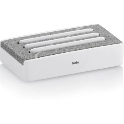 KELA Weiße Seifenschale - Minimalistisch, Abnehmbare Steintablett KELA Weiße Seifenschale - Minimalistisch, Abnehmbare Steintablett