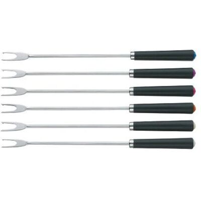 Kela Morena Edelstahl- und Kunststoff-Fondue-Gabeln - 6 Stück - Schwarz - 24,5cm - Morena-Serie Kela Morena Edelstahl- und Kunststoff-Fondue-Gabeln - 6 Stück - Schwarz - 24,5cm - Morena-Serie