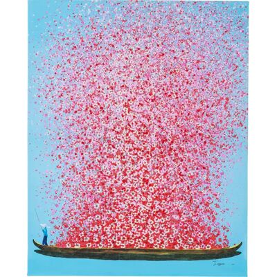 Tela Touched Flower Boat de Kare Design - Azul/Rosa - 80x100cm Tela Touched Flower Boat de Kare Design - Azul/Rosa - 80x100cm