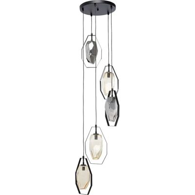 Lámpara colgante negra Kare Design con 5 pantallas de cristal - Lámpara de techo Lámpara colgante negra Kare Design con 5 pantallas de cristal - Lámpara de techo