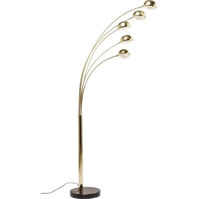 Lampada da terra Kare Design con 5 paralumi in vetro e acciaio - Oro - 215cm Lampada da terra Kare Design con 5 paralumi in vetro e acciaio - Oro - 215cm