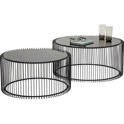 Kare Design Couchtisch-Set aus Stahl und Glas - Schwarz Kare Design Couchtisch-Set aus Stahl und Glas - Schwarz